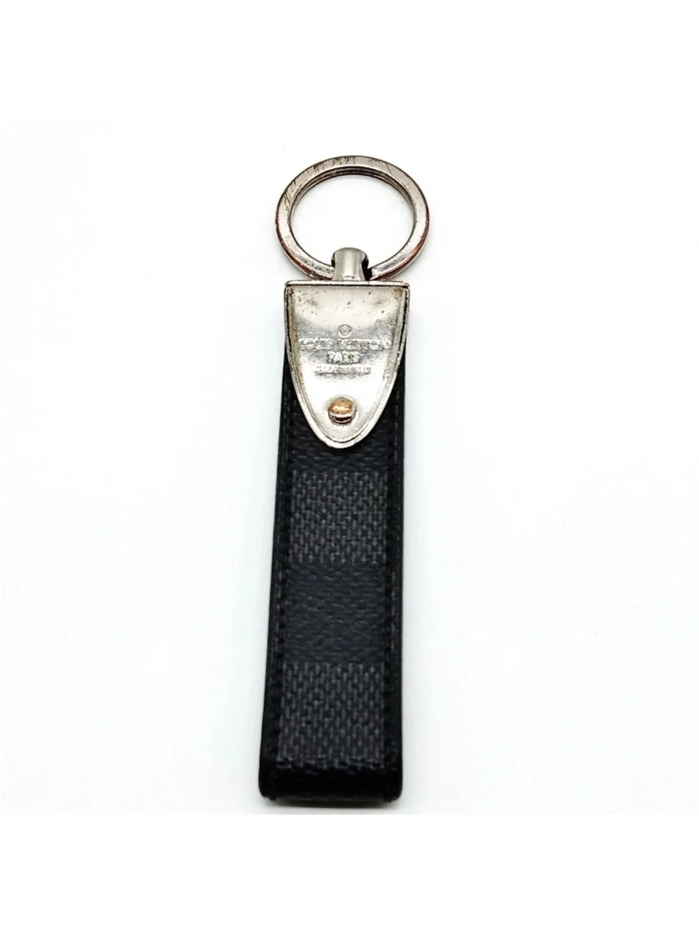 Louis Vuitton Damier Graphite Black Leather & Silver-Tone Keychain